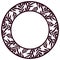 Vector Stencil lacy round frame with carved floral openwork pattern with leaves. Lace-bordered circle template for interior