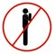 Vector stick figure man, black and white, prohibited, forbidden