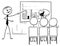 Vector Stick Man Cartoon of Boss or Teacher Presenting Graphs to