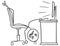 Vector Stick Man Cartoon of Man Lying on the Office Chair Tired