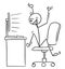 Vector Stick Man Cartoon of Very Happy Man Watching Computer Screen and Celebrating Success