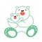 Vector sticker, card with happy mother and child white bear