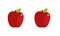 Vector sticker of red juicy apple fruit with white contour for die cut