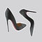 Vector sticker with a white rim with a fashionable womens black shoes