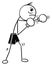 Vector Stickman Cartoon of Boxer with Boxing Gloves