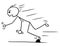 Vector Stickman Cartoon of Man Falling Stumble Trip Over Stone