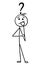 Vector Stickman Cartoon Man Standing with Question Mark Above Hi