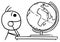 Vector Stickman Cartoon of Men Watching the Globe and Dreaming a