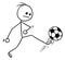 Vector Stickman Cartoon of Soccer Football Player Kicking