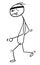 Vector Stickman Cartoon of Tired Jogging Man