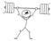 Vector Stickman Cartoon of Weightlifter with Barbell