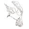 Vector stock illustration the flying seagull. Outline.