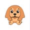 Vector Stock Illustration isolated Emoji character cartoon dog embarrassed, shy and blushes sticker emoticon