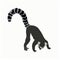 Vector stock illustration of a lemur. Ring-tailed striped funny lazy exotic Madagascar lemur.