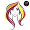 Vector Stock Woman Face. Beauty Girl Portrait with Colorful hair