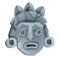 Vector stone tiki mask illustration isolated on white, cartoon Maya totem face, primitive civilization art.