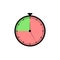 Vector Stopwatch Icon, Red and Green Colorful Time Meter, Isolated on White Background Illustration.