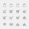 Vector store bags signs or lined shopping basket modern web icons