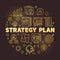 Vector Strategy Plan round golden outline illustration