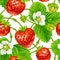 Vector strawberry seamless pattern on white backgr