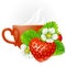 Vector strawberry in the shape of heart and cup