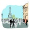 Vector Streets Of Paris. Hand Drawn Illustration.