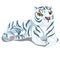 Vector striped white Bengal tiger in cartoon style