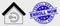 Vector Stroke Home Keyhole Icon and Distress Enroll Now Stamp Seal