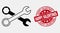 Vector Stroke Wrenches Icon and Scratched Happy Valentines Stamp