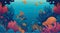 vector style background image that captures the essence of underwater life, combining intricate coral reefs, vibrant