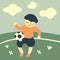 Vector style illustration of a smiling kid playng with a soccer ball