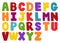 Vector of stylized colorful font and alphabet