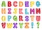 Vector of stylized colorful font and alphabet