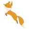 Vector stylized fox in a jump. A cartoon fox. Forest inhabitants. Illustration for children. Wild animal.
