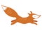 Vector stylized fox in a jump. A cartoon fox. Forest inhabitants. Illustration for children. Wild animal.