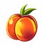 Vector stylized illustration of a colorful, ripe peach.