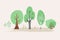 Vector stylized illustration of plant. Trees, bush, grass, flowers.