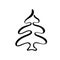 Vector stylized, scribbled Christmas tree logo. Doodle hand drawn xmas element of design for greeting card, banner
