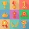 Vector success concept icons in flat design style, vector illustration