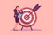 Vector of a successful business woman hitting the target