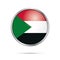 Vector Sudanese flag button. Sudan flag in glass button style.