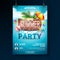 Vector Summer Beach Party Flyer Design with typographic elements on wood texture background. Summer nature floral