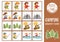 Vector summer camp memory game cards with cute hiking kids and nature. Camping matching activity. Remember and find correct card.