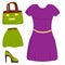 Vector summer girl clothing and accessories isolated shopping items and beautiful cloth.