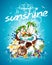 Vector Summer Holiday Flyer Design with coconut and Paradise Island.