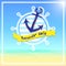 Vector,summer sale with anchor and boat wheel with rope logo