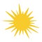 Vector sun illustration, creative yellow icon for warm or hot weather design