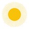 Vector sun illustration, creative yellow icon for warm or hot weather design, bright sunburst