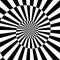 Vector sunburst black white background with infinity spiral.