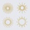 Vector sunburst gold glitter style set isolated on transparent background.